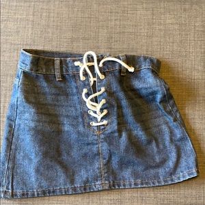 Forever 21 Jean Lace Up Skirt